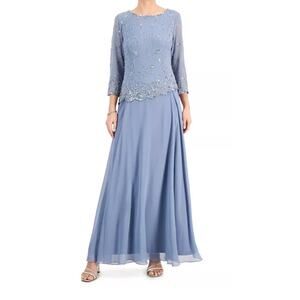 New ~ JKARA J KARA ~ Beaded Scallop Bodice Asymmetrical Gown Size 12 STUNNING